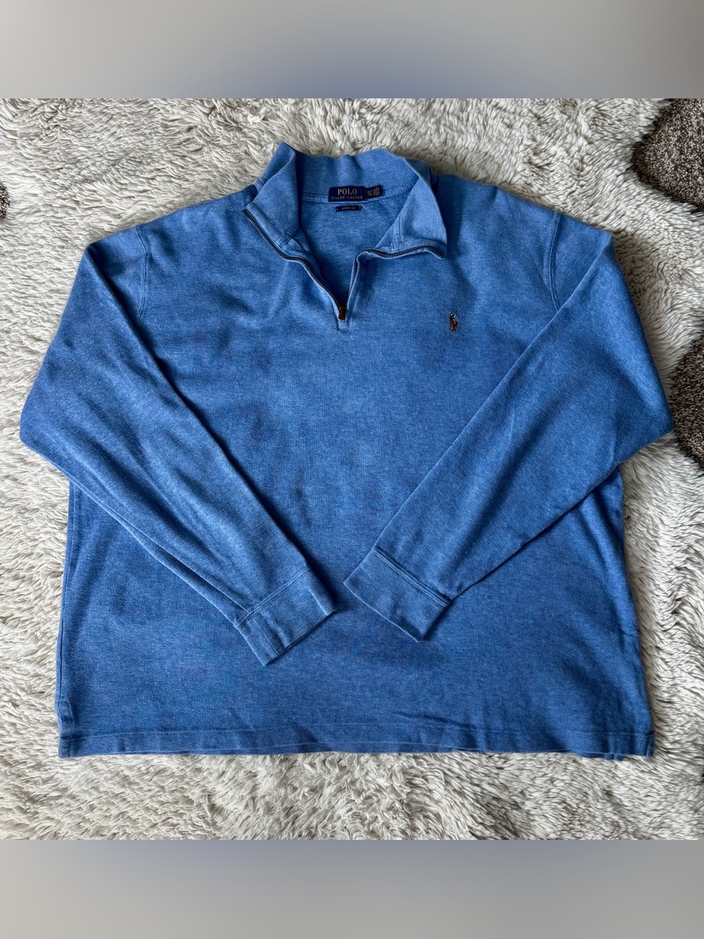 Polo by Ralph Lauren Men's Heather Blue Half-Zip Pullover